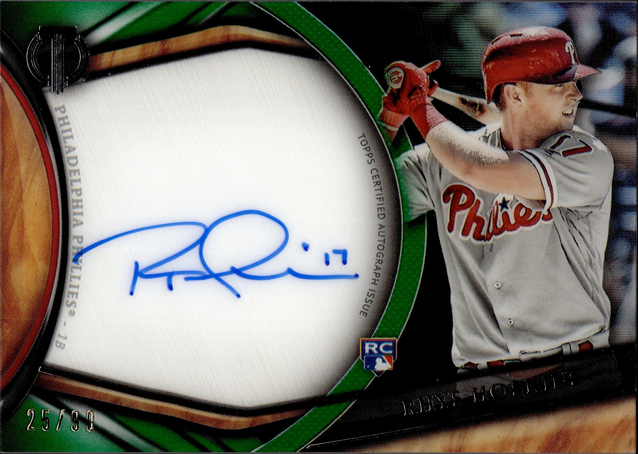 Topps Rhys Hoskins Certified Autographed Rookie Card 