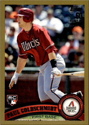 2011 Paul Goldschmidt Topps Update GOLD BORDER ROOKIE 1005/2011 RC #US47 Arizona Diamondbacks
