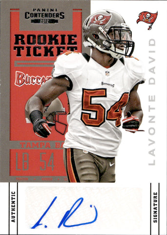 2012 LaVonte David Panini Contenders ROOKIE TICKET AUTO AUTOGRAPH RC #158 Tampa Bay Buccaneers 1