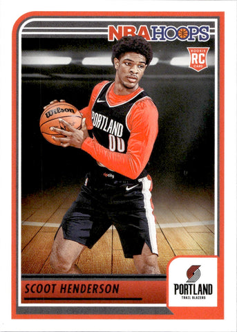 2023-24 Scoot Henderson Panini NBA Hoops RED BACK ROOKIE RC #232 Portland Trail Blazers