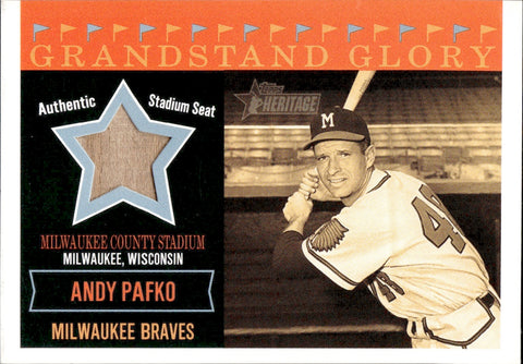 2003 Andy Pafko Topps Heritage GRANDSTAND GLORY AUTHENTIC STADIUM SEAT RELIC #GG-AP Milwaukee Braves