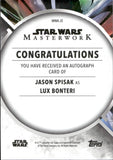 2022 Jason Spisak as Lux Bonteri Autograph Topps Star Wars Masterwork #MWA-JS AUTO 1