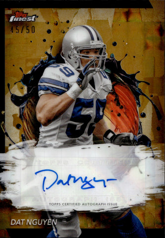 2024 Dat Nguyen Topps Finest GOLD GEOMETRIC REFRACTOR AUTO 45/50 Dallas Cowboys #FA-DN
