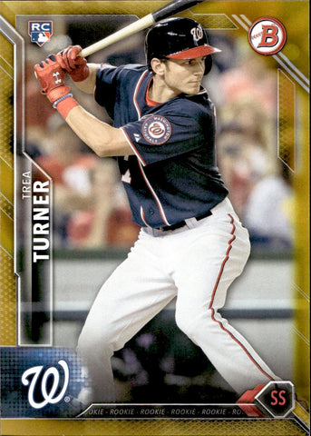 2016 Trea Turner Bowman GOLD BORDER ROOKIE 07/50 RC #130 Washington Nationals