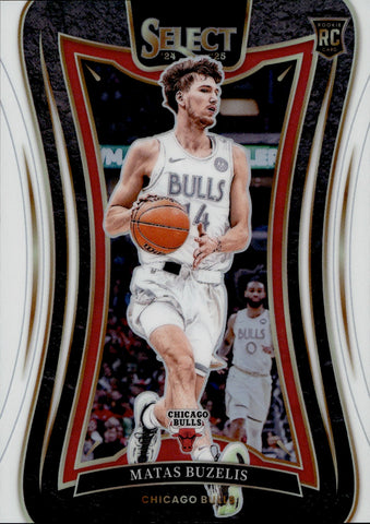 2024-25 Matas Buzelis Panini Select WHITE PRIZMS ROOKIE 75/125 Chicago Bulls #384