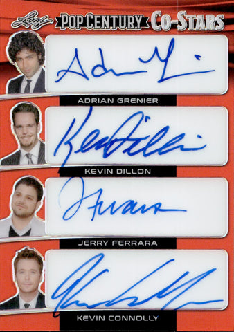 2024 Adrian Grenier Kevin Dillon Jerry Ferrara Kevin Connolly Leaf Pop Century RED CO-Stars QUAD AUTO 99/99 AUTOGRAPH #CS4-1 Entourage