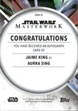 2022 Jaime King as Aurra Sing Autograph Topps Star Wars Masterwork #MWA-JK AUTO 1