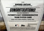 2023 Shohei Ohtani Topps Series 2 FATHER'S DAY COMMEMORATIVE TEAM PATCH #FD-SO Anaheim Angels 1