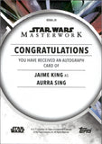 2022 Jaime King as Aurra Sing Autograph Topps Star Wars Masterwork #MWA-JK AUTO 2