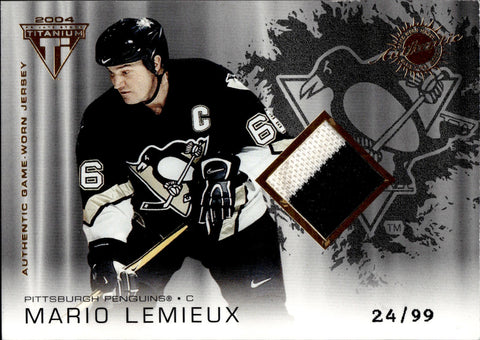 2004 Mario Lemieux Pacific Titanium Private Stock PATCH JERSEY 24/99 Pittsburgh Penguins #203