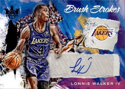 2022-23 Lonnie Walker IV Panini Court Kings BRUSH STROKES VIOLET AUTO 30/35 Los Angeles Lakers #BR-LWL