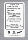 2024-25 Lukas Bostal Upper Deck Skybox Metal Universe COUNTERPOISE BLACK PRINTING PLATE 1/1 ONE OF ONE #17 Anaheim Ducks