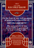 2025 Kevin Garnett Leaf Glory of the Game LET THE RECORD SHOW DUAL PATCH JERSEY 07/35 RELIC #LR-12 Minnesota Timberwolves HOF