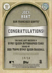 2021 Joey Bart Topps Gypsy Queen BLACK & WHITE ROOKIE AUTO 14/50 AUTOGRAPH RC #GQA-JBA San Francisco Giants