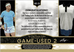 2024 Rafael Nadal Andy Roddick Leaf In the Game Used RAINBOW FOIL DUAL SHIRT 19/45 RELIC #IG2-23 Tennis