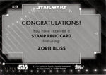 2020 Zorii Bliss Topps Star Wars Masterwork ORANGE STAMP RELIC SSP 07/10 #SC-ZB