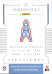 2020 Curley Culp Panini National Treasures SIGNATURES AUTO 15/49 AUTOGRAPH #S-CC Houston Oilers HOF