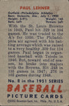 1951 Paul Lehner Bowman #8 Philadelphia Athletics BV $20