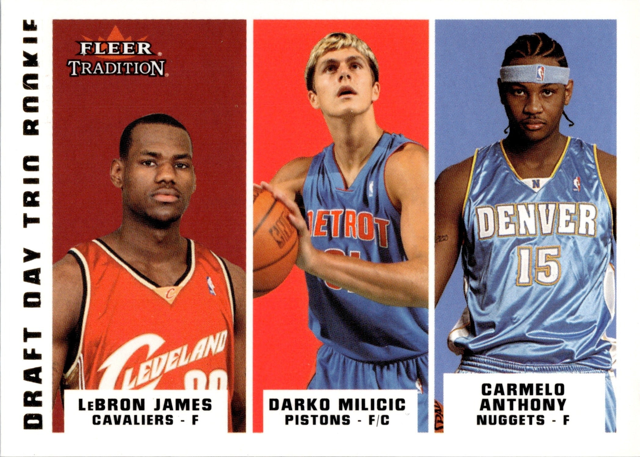 2003-04 LeBron James Darko Milicic Carmelo Anthony Fleer Tradition DRA