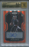2020 Jalen Hurts Panini Prizm Black ORANGE PRIZM ROOKIE AUTO 47/75 AUTOGRAPH RC BGS 9.5/10 #19 Philadelphia Eagles 3266