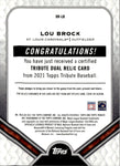 2021 Lou Brock Topps Tribute PURPLE DUAL JERSEY 25/50 RELIC #DR-LB St. Louis Cardinals HOF