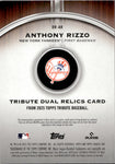 2025 Anthony Rizzo Topps Tribute DUAL JERSEY 003/199 RELIC #DR-AR New York Yankees