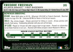 2011 Freddie Freeman Bowman ROOKIE RC #205 Atlanta Braves 1