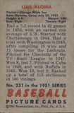 1951 Luis Aloma Bowman ROOKIE RC #231 Chicago White Sox BV $20