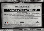 2022 Keston Hiura Topps Museum Collection DUAL BAT AUTO 102/399 AUTOGRAPH RELIC #SWDRA-KH Milwaukee Brewers