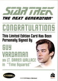 2011 Guy Vardaman as Lt. Darien Wallace Rittenhouse The Complete Star Trek: The Next Generation Series 1 AUTO AUTOGRAPH #_GUVA Time Squared