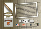 2011 Brooks Robinson Donruss Classics CLASSIC COMBOS BAT JERSEY 029/100 RELIC #CC-24 Baltimore Orioles HOF