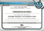 2022 Jerome Ford Bowman University Chrome 1ST BOWMAN REFRACTOR AUTO AUTOGRAPH #BCPA-JF Cleveland Browns