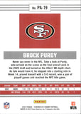 2022 Brock Purdy Panini Chronicles ROOKIE PINK RC #PA-19 San Francisco 49ers