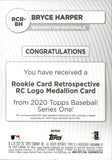 2020 Bryce Harper Topps ROOKIE CARD RETROSPECTIVE LOGO MEDALLION #RCR-BH Washington Nationals