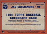 2026 Jac Caglianone Topps Chrome ORANGE REFRACTOR 1991 DESIGN ROOKIE AUTO 03/25 AUTOGRAPH RC #91CA-JC Kansas City Royals