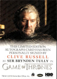 2020 Clive Russell as Ser Brynden Rittenhouse Game of Thrones The Complete Series FULL BLEED AUTO AUTOGRAPH #_CLRU 2