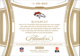 2025 RJ Harvey Panini Flawless HOLO GOLD ROOKIE DUAL PATCH 14/15 RELIC RC #DD-RHY Denver Broncos