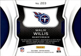 2022 Malik Willis Panini Certified ROOKIE JERSEY AUTO 033/199 AUTOGRAPH RELIC #203 Tennessee Titans