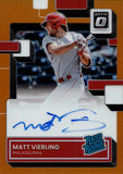 2022 Matt Vierling Panini Optic ORANGE RATED ROOKIE AUTO 79/100 Philadelphia Phillies #RRS-MV