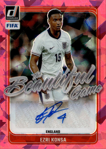 2024-25 Ezri Konsa Panini Donruss THE BEAUTIFUL GAME PINK ICE AUTO England #BG-EK
