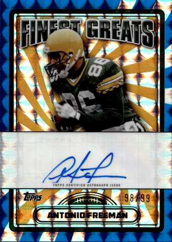 2024 Antonio Freeman Topps Finest FINEST GREATS BLUE GEOMETRIC REFRACTOR AUTO 98/99 Green Bay Packers #FG-AF