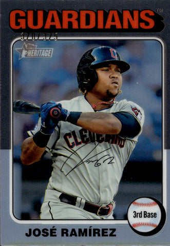 2024 Jose Ramirez Topps Heritage CHROME SILVER REFRACTOR 370/375 Cleveland Guardians #183