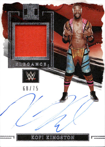 2023 Kofi Kingston Panini Impeccable WWE ELEGANCE SHIRT AUTO 68/75 AUTOGRAPH RELIC #EM-KKG Friday Night Smackdown