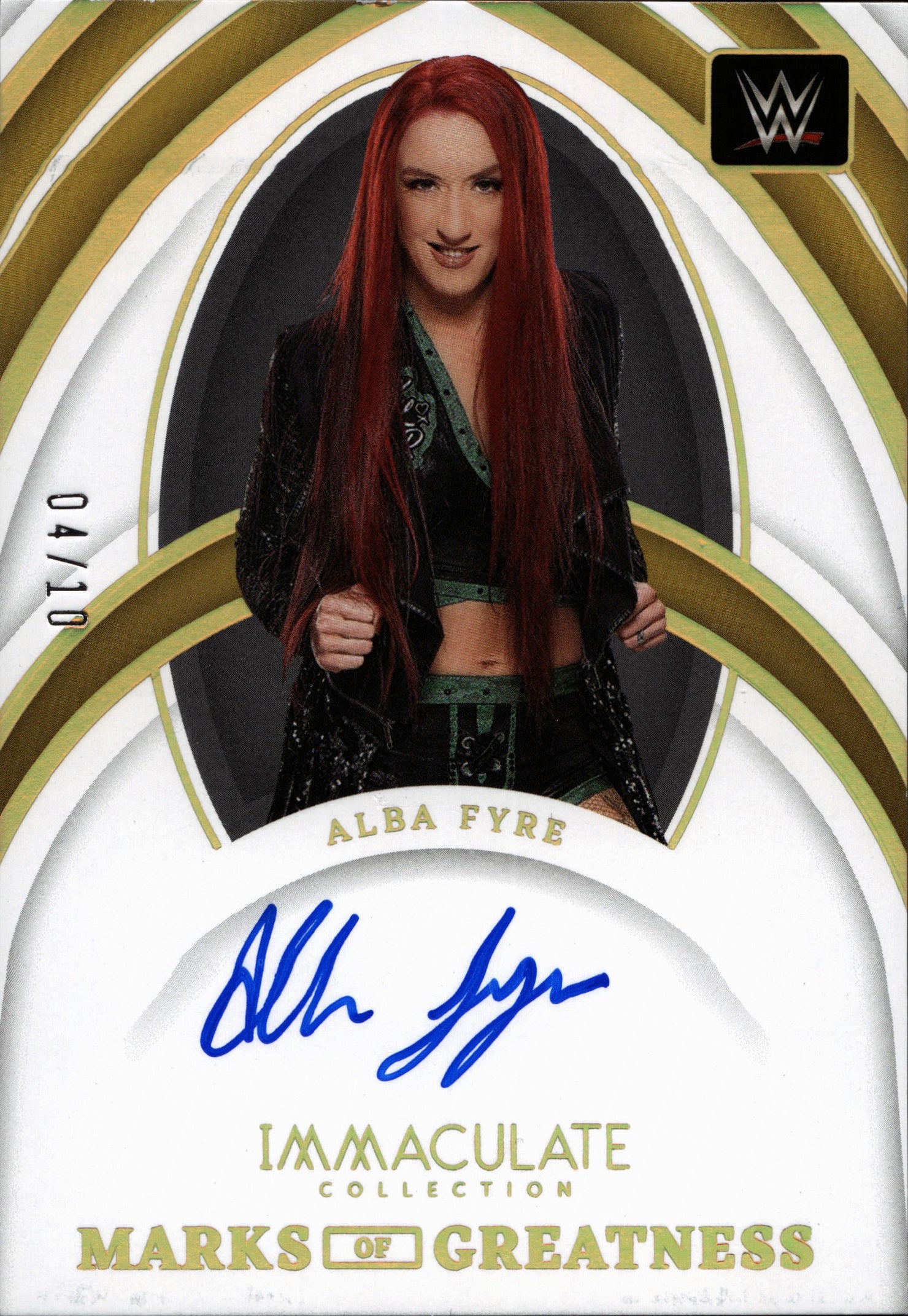 2022 Alba Fyre Panini Immaculate WWE HOLO GOLD MARKS OF GREATNESS AUTO