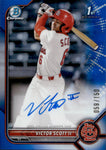 2022 Victor Scott II Bowman Chrome Draft 1ST BOWMAN BLUE REFRACTOR AUTO 059/150 AUTOGRAPH #CDAVS St. Louis Cardinals