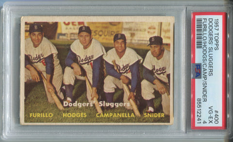 1957 Duke Snider Roy Campanella Gil Hodges Carl Furillo Topps DODGERS SLUGGERS PSA 4 #400 Brooklyn Dodgers HOF 2241