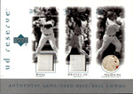 2001 Sammy Sosa Mark Mcgwire Ken Griffey Jr. UD Reserve BALL BASE TRIOS TRIPLE RELIC Cubs Cardinals Reds B-SGM