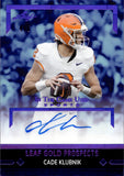 2025 Cade Klubnik Leaf In the Game Used PURPLE FOIL GOLD PROSPECTS AUTO 4/6 AUTOGRAPH #LG-CK1 Clemson Tigers