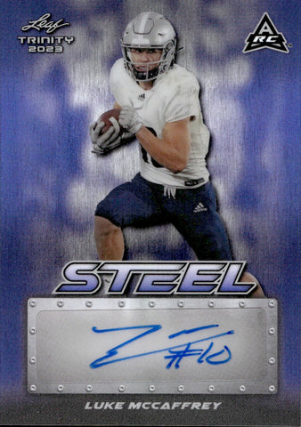 2023 Luke McCaffrey Leaf Trinity ROOKIE STEEL AUTO 49/49 AUTOGRAPH #SA-LMC Washington Commanders