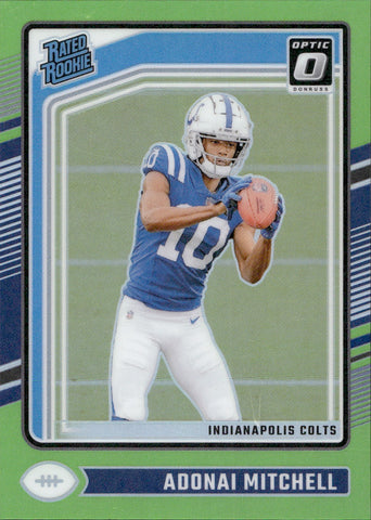 2024 Adonai Mitchell Donruss Optic NEON GREEN RATED ROOKIE RC #203 Indianapolis Colts
